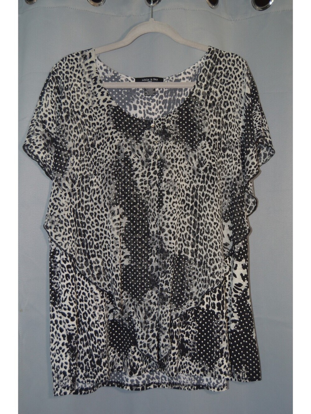 Adele and May animal print short sleeve blouse, 2x